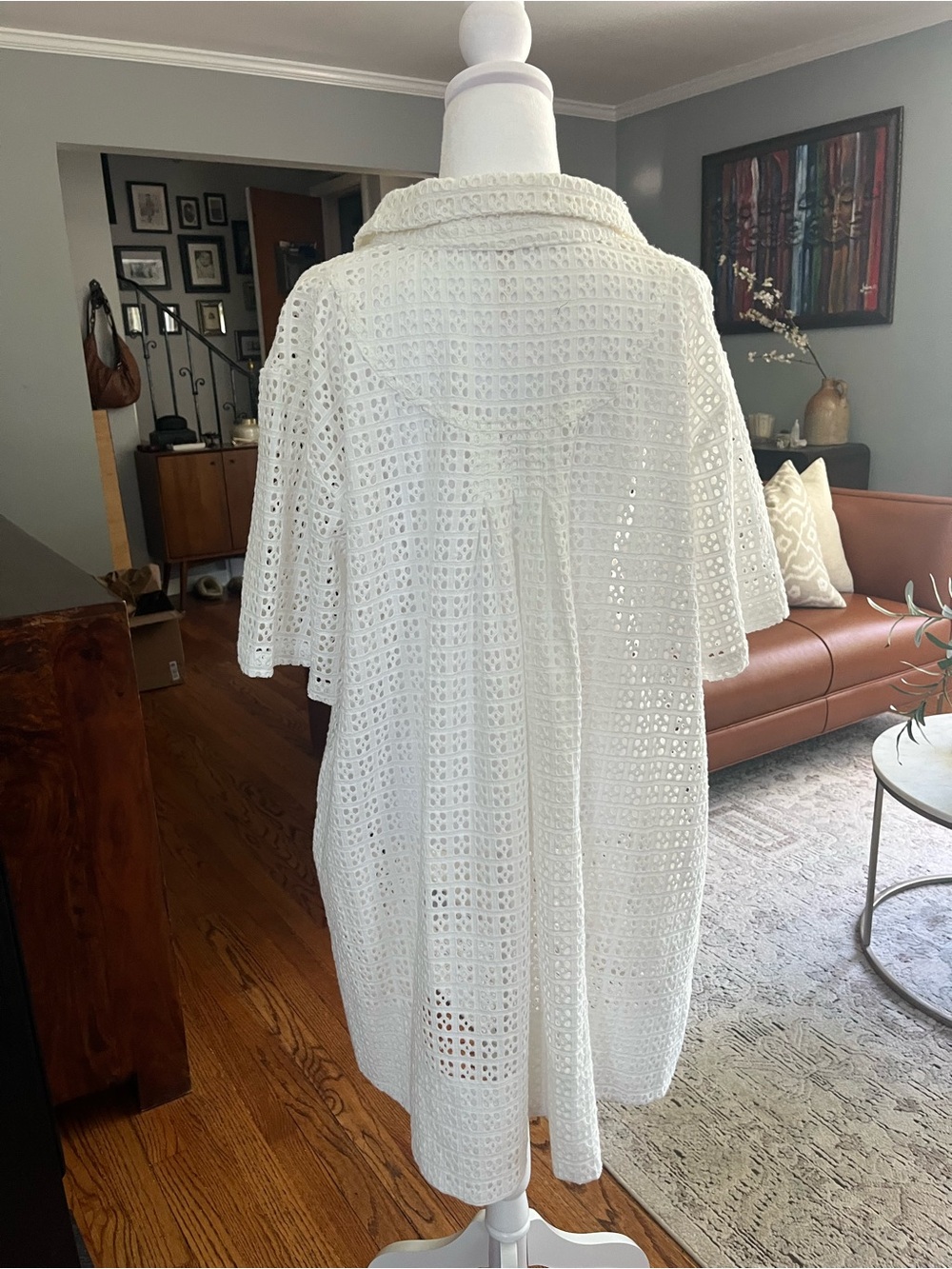 Free People Remino Eyelet Mini Shirt Dress Womens Sz. XL Beach Summer Boho - Picture 4 of 13